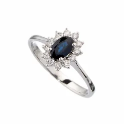 Best Rosettring med safir og diamant 0,26 ct Ringer