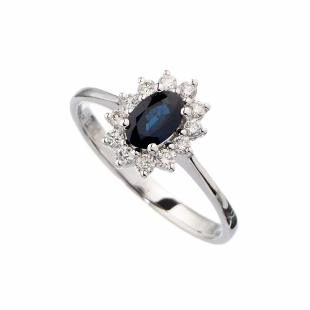 Best Rosettring med safir og diamant 0,26 ct Ringer