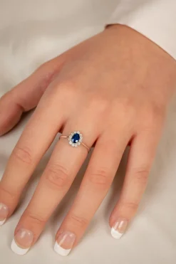 Best Rosettring med safir og diamant 0,26 ct Ringer