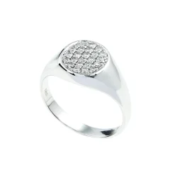 Discount Signet gullring i hvitt gull med diamanter Ringer
