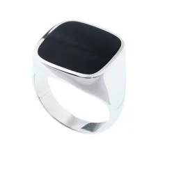 Clearance Signet ring i rhodinert sølv med onyx Til Menn | Ringer