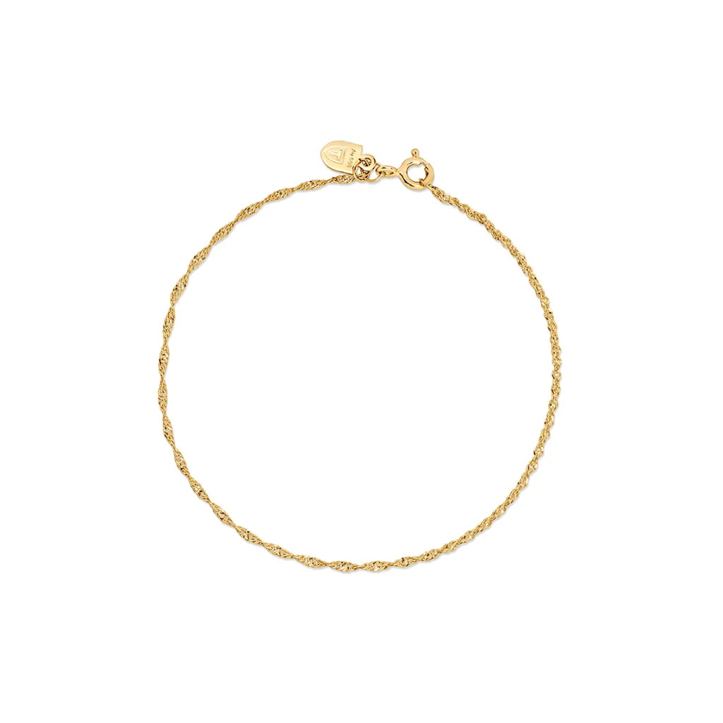 Outlet Singapore armbånd gult gull 1,4mm Armbånd