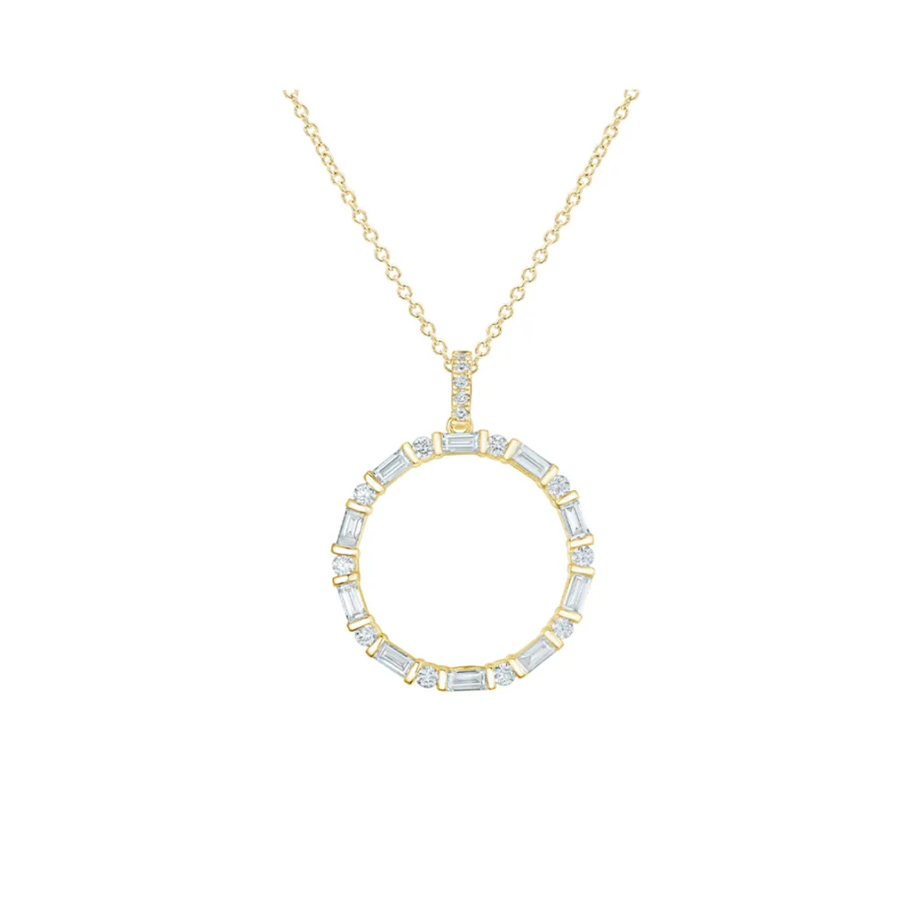 Fashion Sirkelanheng med diamanter i gult gull 0,66 ct Halssmykker