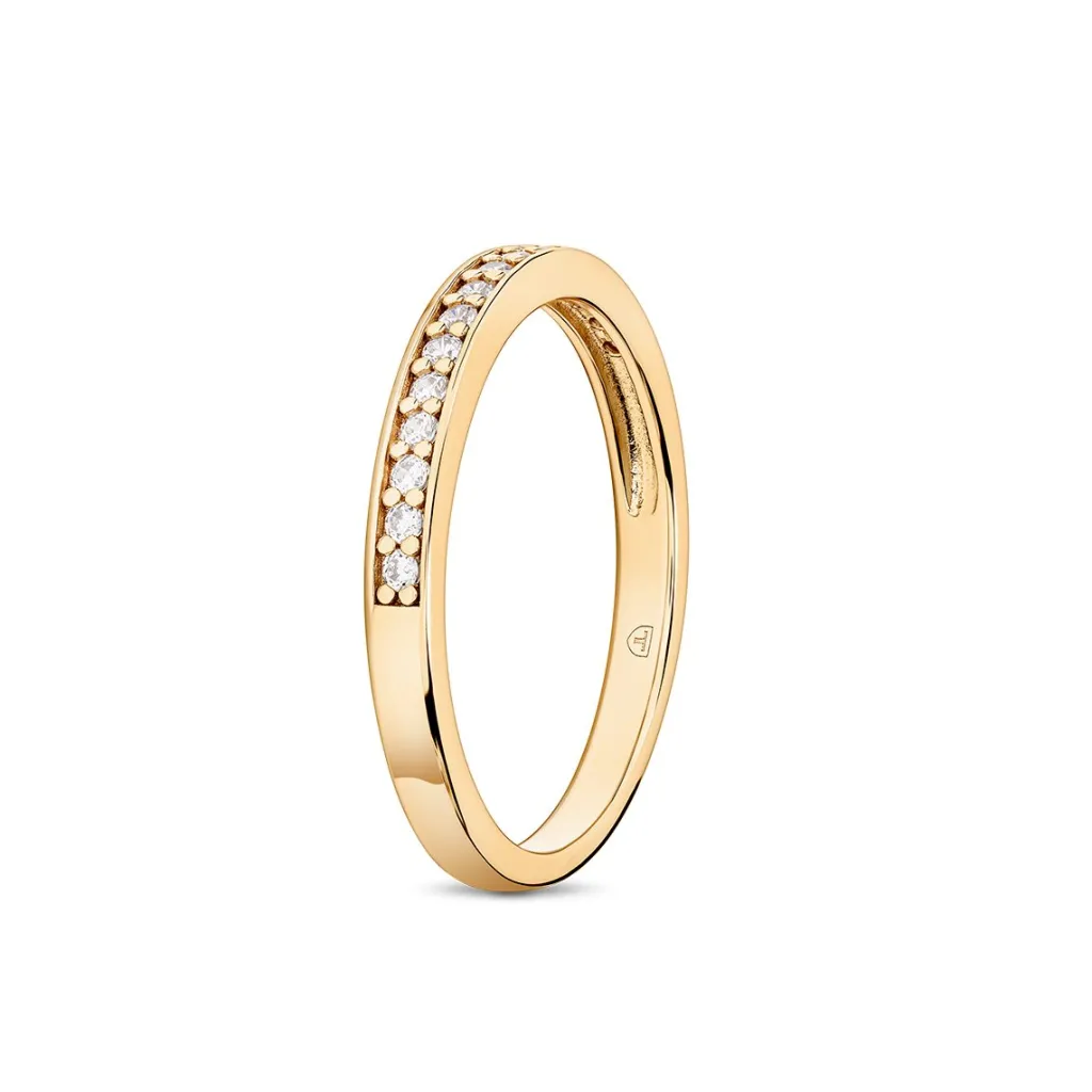 Best Sølvring i forgylt sølv rekkering med cubic zirkonia Ringer