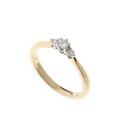 Best 3-stens hvitt og gult gull ring med diamanter 0,14 ct Ringer