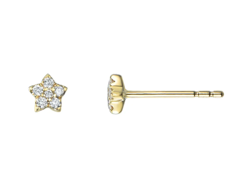 Discount Stjerneformede diamantøredobber 0,08 ct i gult gull Ørepynt