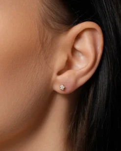 Discount Stjerneformede diamantøredobber 0,08 ct i gult gull Ørepynt