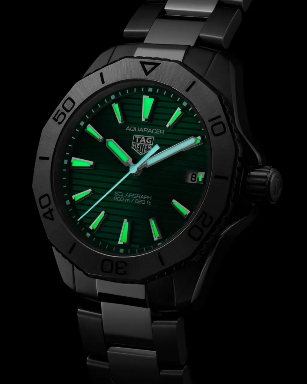 Fashion Aquaracer 40 mm Professional 200 Solargraph grønn skive Til Han