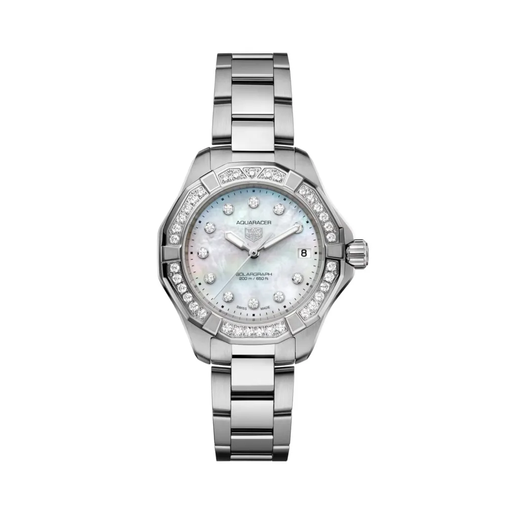 New Aquaracer Professional 200 Solargraph med perlemor og diamanter 34 mm Klokker Med Diamanter | Til Henne