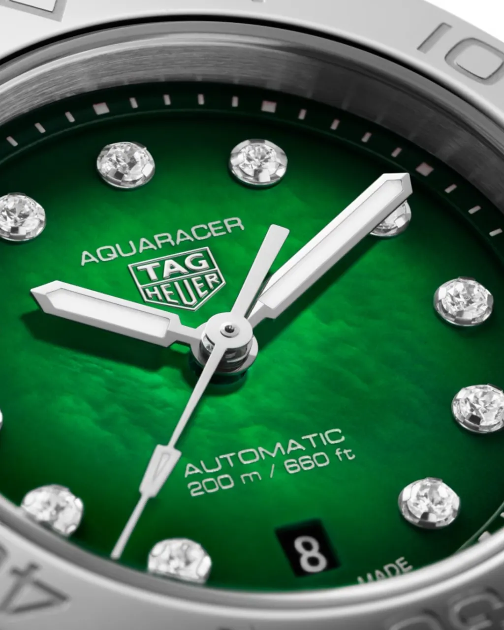 Sale Aquaracer Professional grønn 30 mm Klokker Med Diamanter | Dykkerklokker