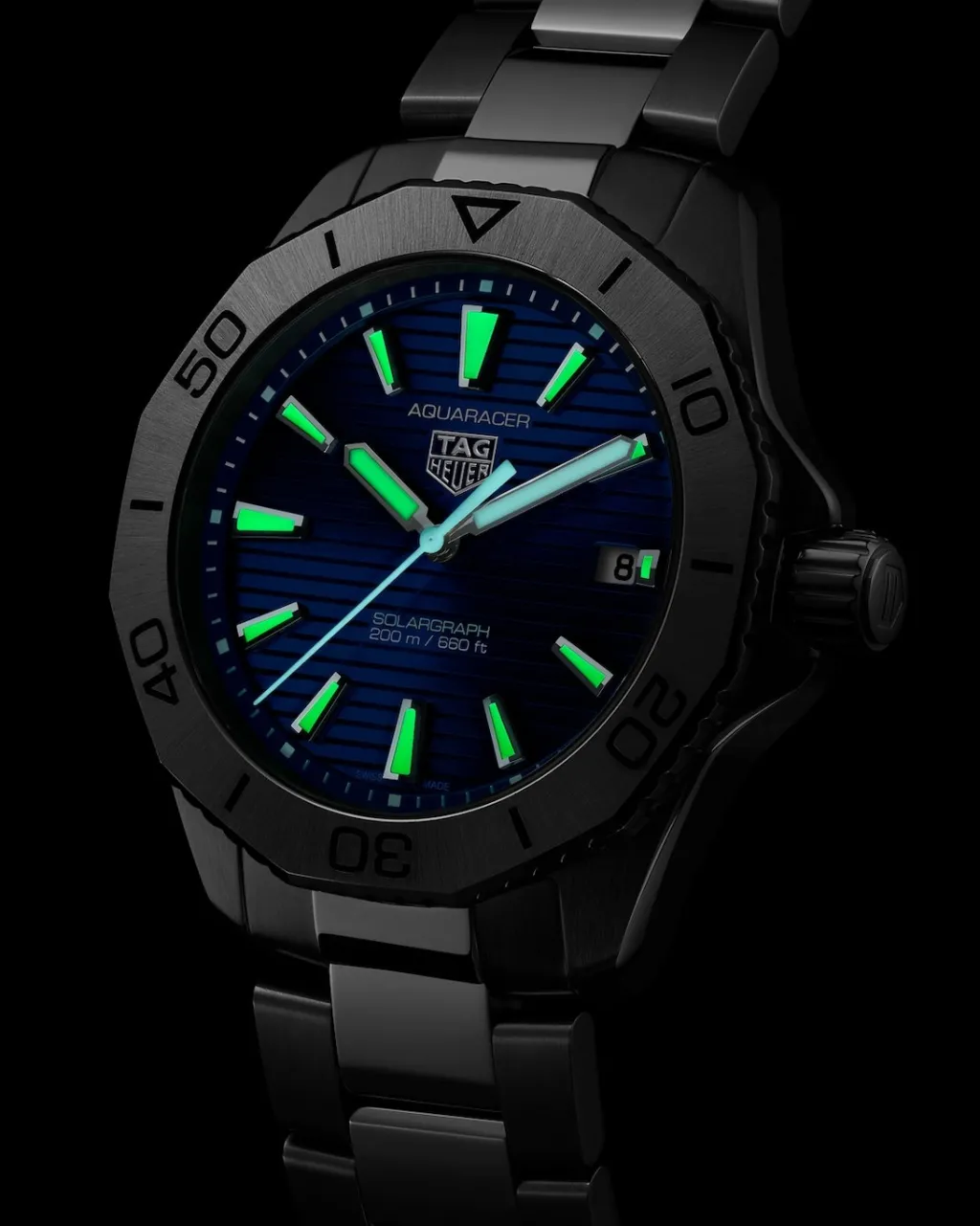 Clearance Aquaracer Professional 200 Solargraph blå 40 mm Dykkerklokker | Til Han