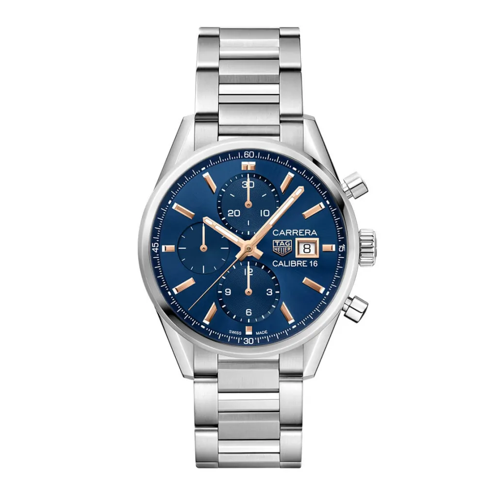 Sale Carrera Automatic Chronograph blå skive 41 mm Til Han