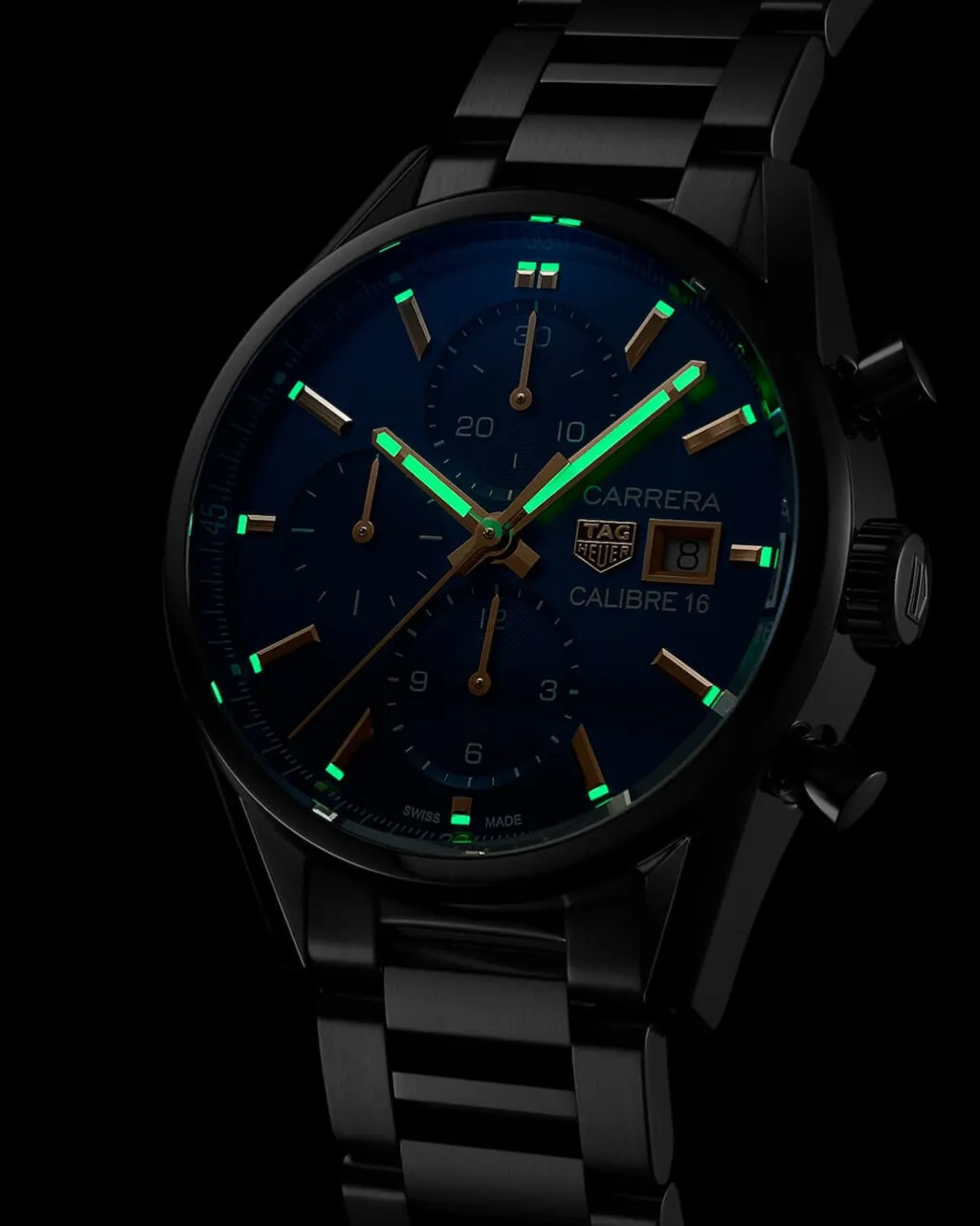 Sale Carrera Automatic Chronograph blå skive 41 mm Til Han