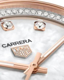 Fashion Carrera automatisk roségull med diamanter 36 mm Klokker Med Diamanter