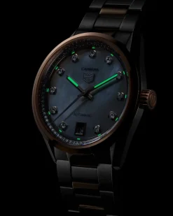 Fashion Carrera automatisk roségull med diamanter 36 mm Klokker Med Diamanter