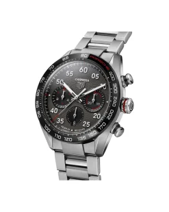Outlet Carrera Chrono sort 44 mm stållenke Til Han