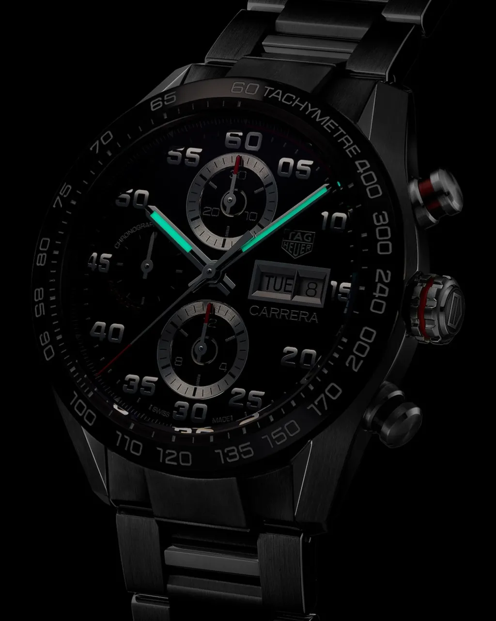 Online Carrera Chronograph sort 44 mm Til Han