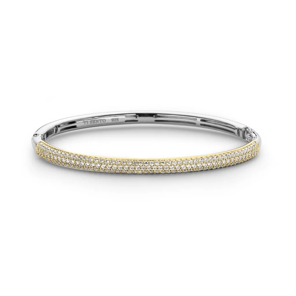 New armring i rhodiner og forgylt sølv med cubic zirkonia Armbånd