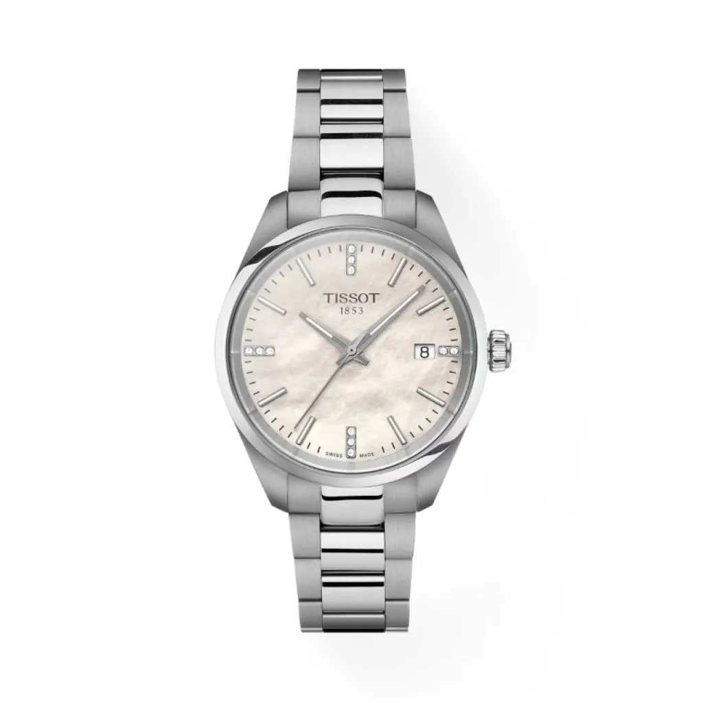 Clearance PR 100 Quartz hvit perlemor med diamanter 34mm Klokker Med Diamanter | Til Henne