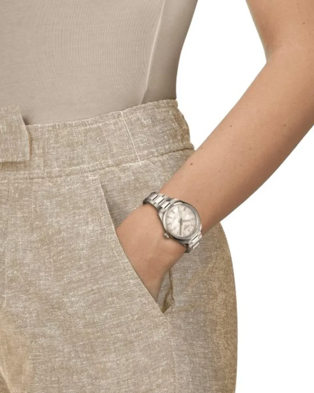 Clearance PR 100 Quartz hvit perlemor med diamanter 34mm Klokker Med Diamanter | Til Henne
