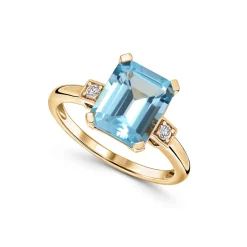 Sale Topas ring i gult gull med diamanter Ringer