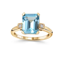Sale Topas ring i gult gull med diamanter Ringer