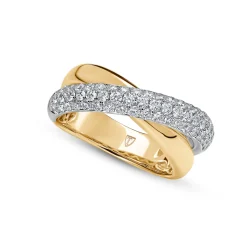 Clearance Tvunnet diamantring gult og hvitt gull 0,88 ct Ringer