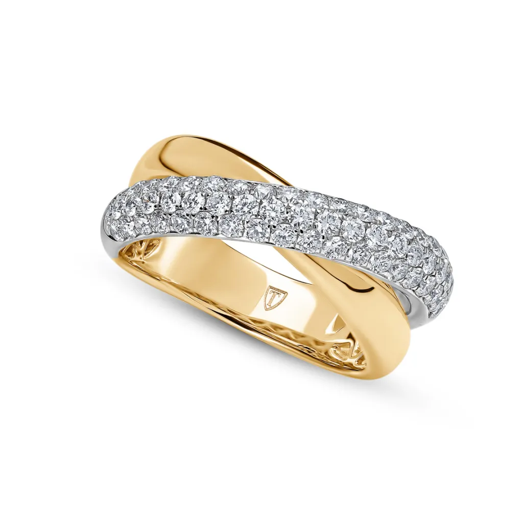 Clearance Tvunnet diamantring gult og hvitt gull 0,88 ct Ringer