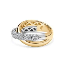 Clearance Tvunnet diamantring gult og hvitt gull 0,88 ct Ringer