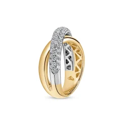 Clearance Tvunnet diamantring gult og hvitt gull 0,88 ct Ringer