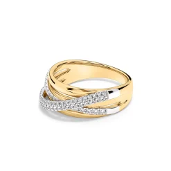 Clearance Tvunnet diamantring i gult og hvitt gull 0,40 ct Ringer