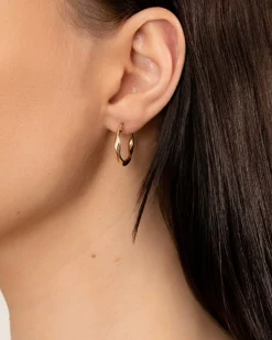 Discount Vridde creoler i gult gull 20,5 mm Ørepynt